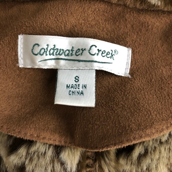 Coldwater CREEK Faux Fur-Lined Hooded Winter Faux Suede Coat - Size 8 - Like New - Picture 3 of 5